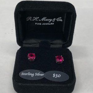 Macy’s Ruby Stud Earrings in Sterling Silver